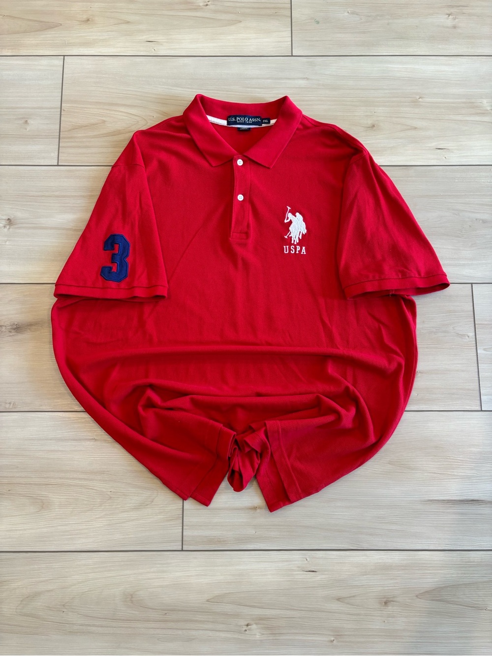 U.S. Polo Assn. Y2K Rugby Big Pony Men’s Red Polo with Embroidered Logo Size 2XL